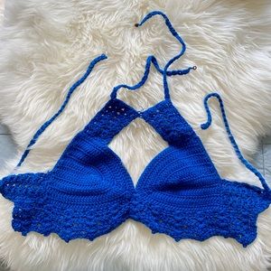Handmade Knitting Blue Top